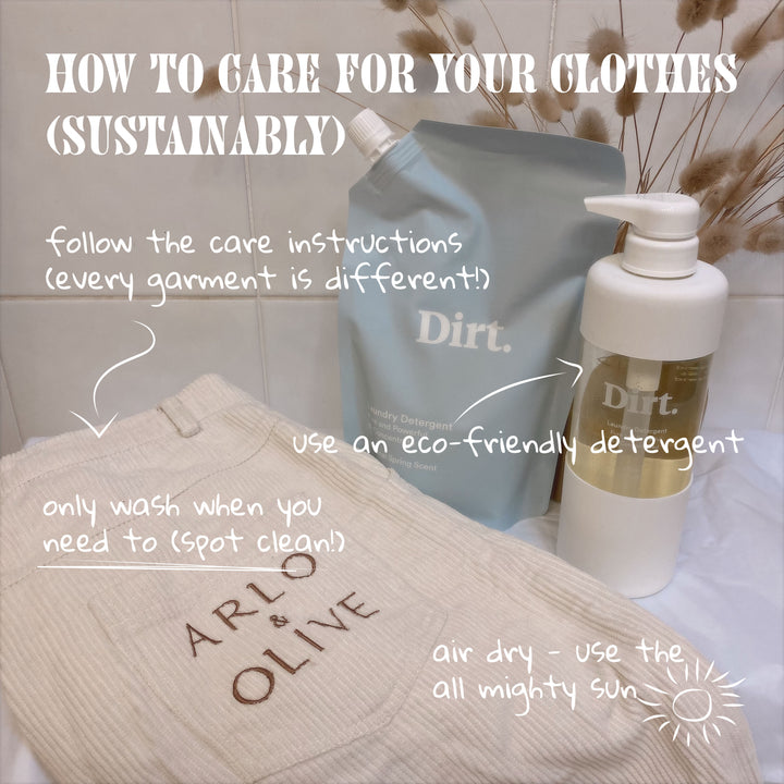 How to care for your clothes sustainably. sustainable laundry detergent. ethical clothing.