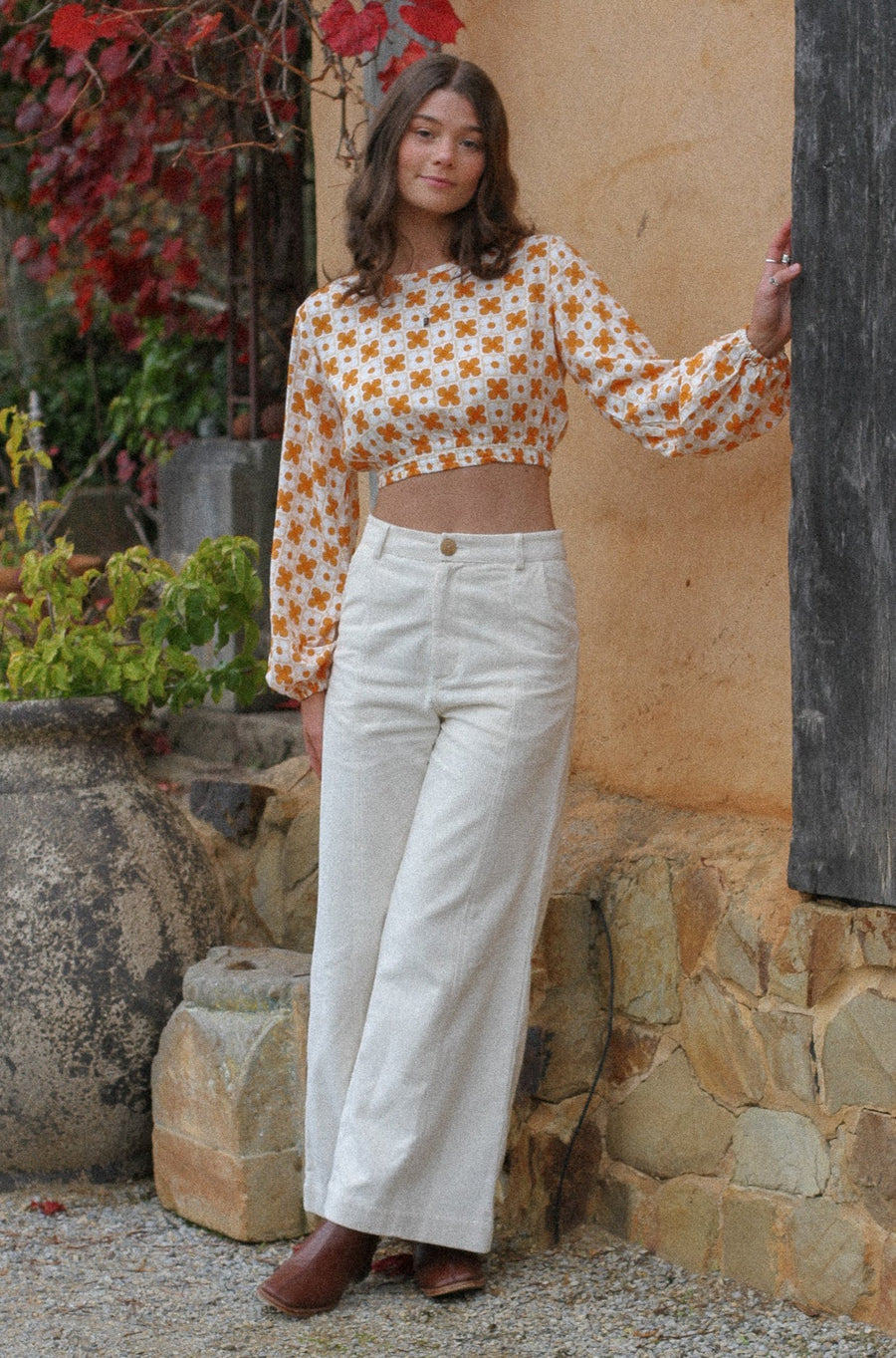 organic cotton corduroy wide leg pants. sustainable aussie fashion label.