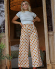 australian fashion label arlo and olive's famous orange wide leg pants.