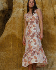 tropical cotton dress. sustainable dresses. papaya print dress. 